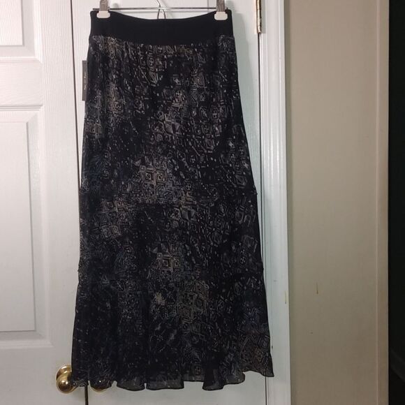 Nic+Zoe multicolor tan black blue skirt Sz S NWT - Picture 5 of 8